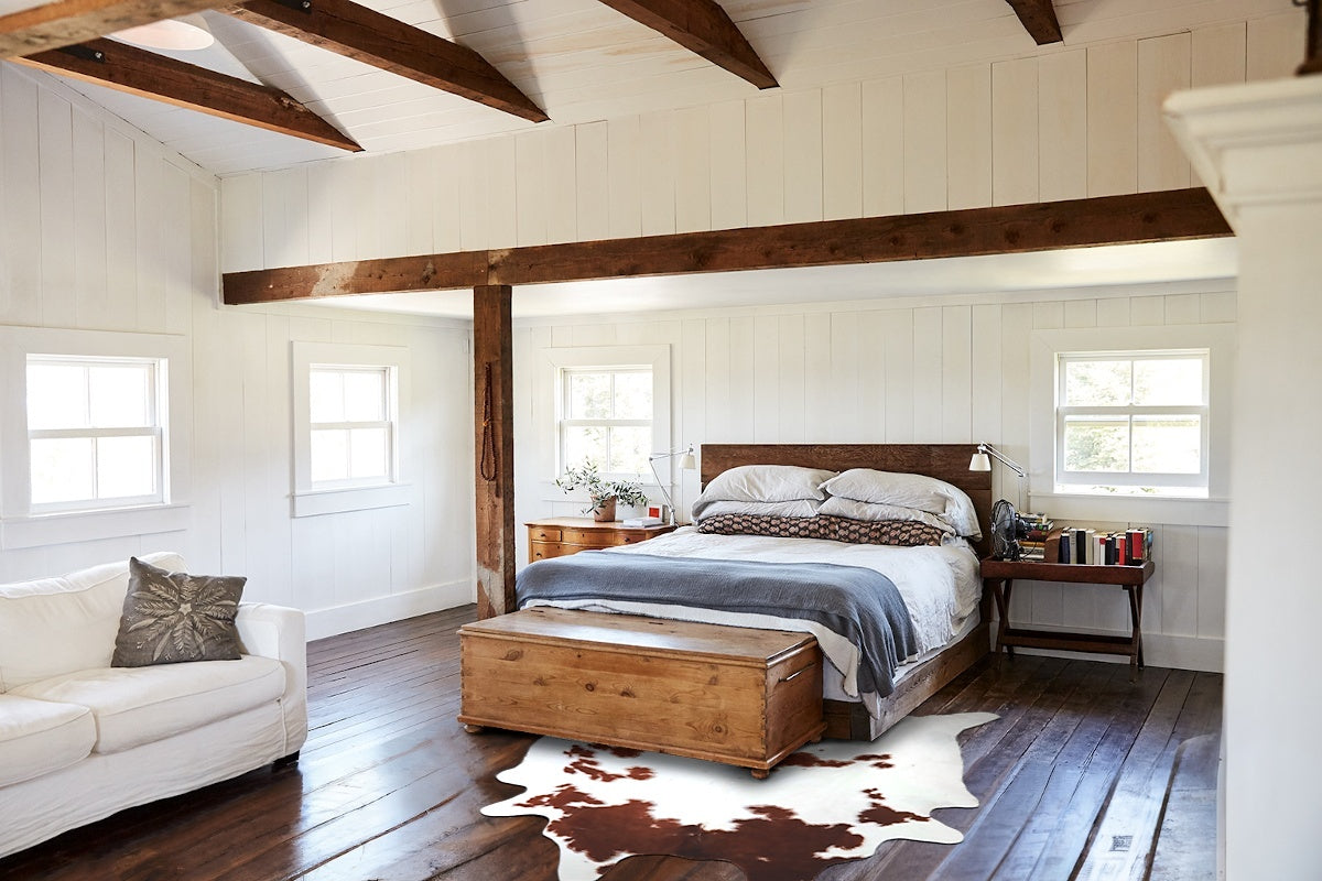 Brown and White XX-Large Brazilian Cowhide Rug 8'2"H x 7'4"W #A43880 by Hudson Hides