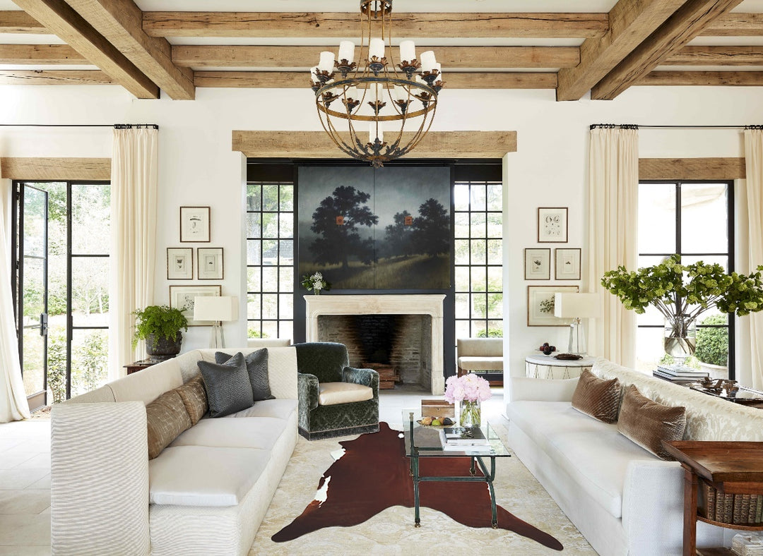 Brown and White Regular XX-Large Brazilian Cowhide Rug 8'0"H x 7'0"W #