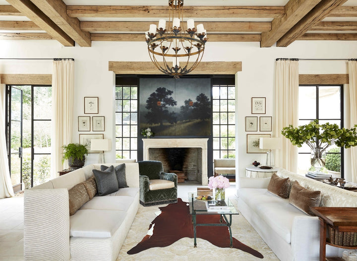 Brown and White Regular XX-Large Brazilian Cowhide Rug 8'0"H x 7'0"W #A43895 by Hudson Hides