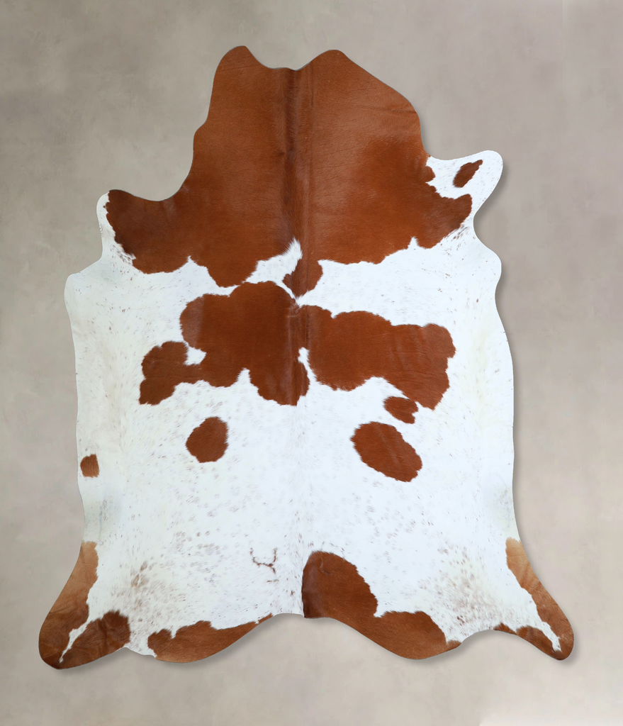Brown and White XX-Large Brazilian Cowhide Rug 7'2"H x 7'3"W #A43907 by Hudson Hides