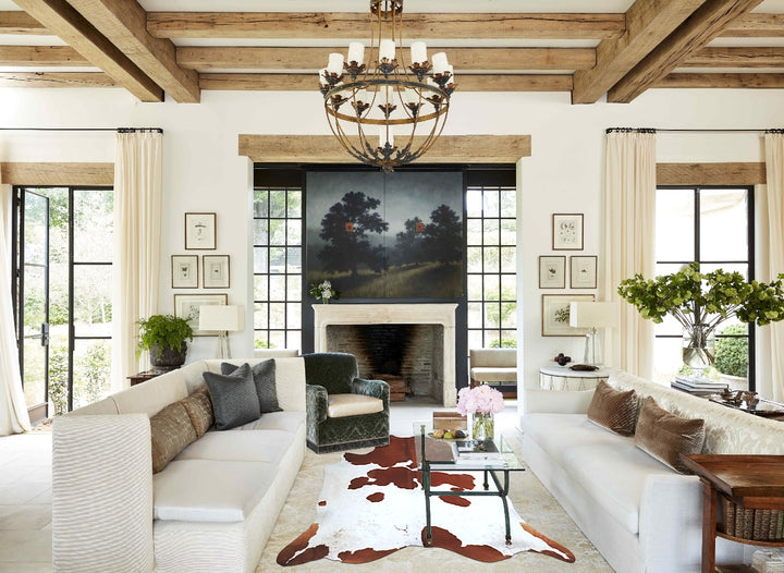 Brown and White XX-Large Brazilian Cowhide Rug 7'2"H x 7'3"W #A43907 by Hudson Hides
