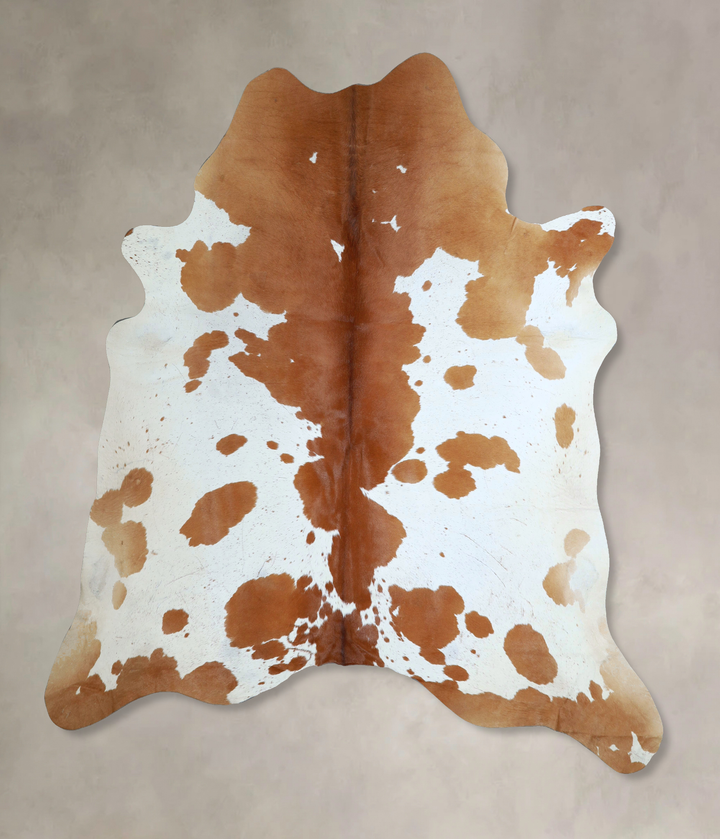 Brown and White XX-Large Brazilian Cowhide Rug 8'0"H x 7'3"W #A43909 by Hudson Hides