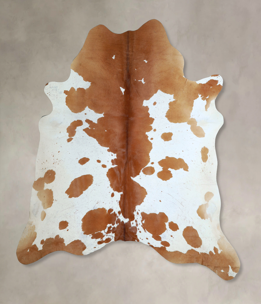 Brown and White XX-Large Brazilian Cowhide Rug 8'0"H x 7'3"W #A43909 by Hudson Hides