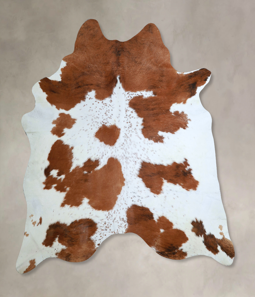Brown and White X-Large Brazilian Cowhide Rug 7'3"H x 6'9"W #A43923 by Hudson Hides