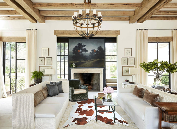 Brown and White X-Large Brazilian Cowhide Rug 7'3"H x 6'9"W #A43923 by Hudson Hides