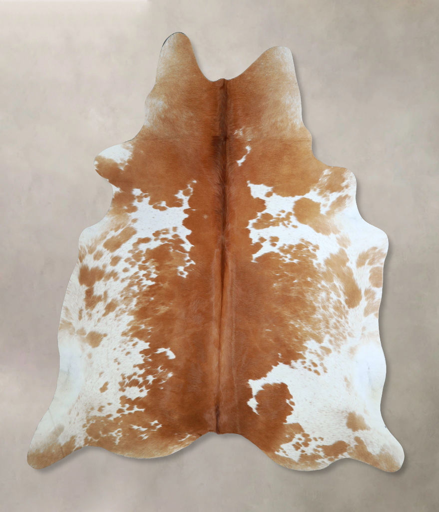 Brown and White XX-Large Brazilian Cowhide Rug 7'6"H x 6'9"W #A43924 by Hudson Hides