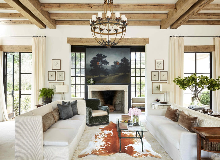 Brown and White XX-Large Brazilian Cowhide Rug 7'6"H x 6'9"W #A43924 by Hudson Hides