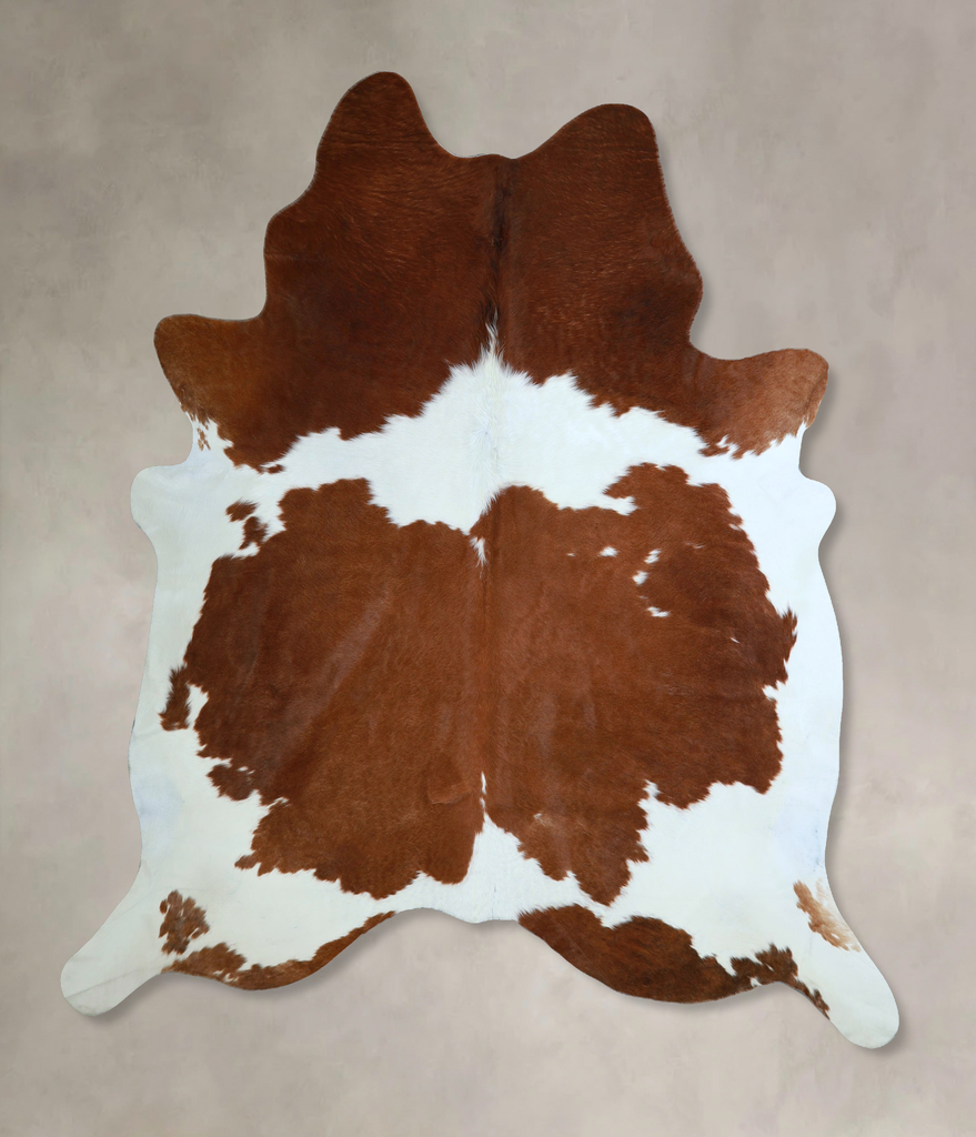 Brown and White XX-Large Brazilian Cowhide Rug 7'8"H x 6'11"W #A43943 by Hudson Hides