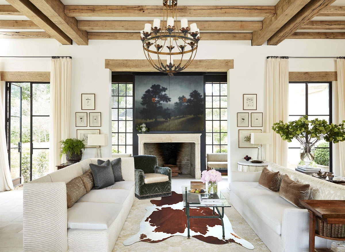 Brown and White XX-Large Brazilian Cowhide Rug 7'8"H x 6'11"W #A43943 by Hudson Hides