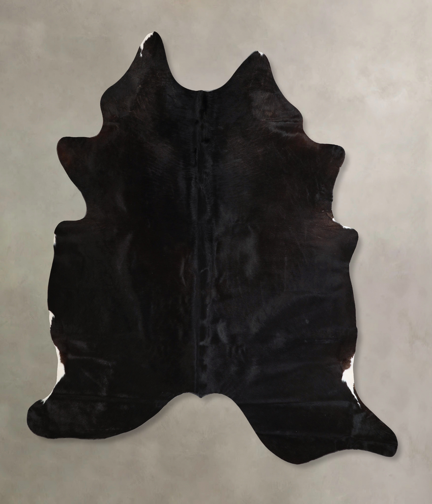 Solid Black X-Large Brazilian Cowhide Rug 7'3"H x 6'6"W #A43952 by Hudson Hides