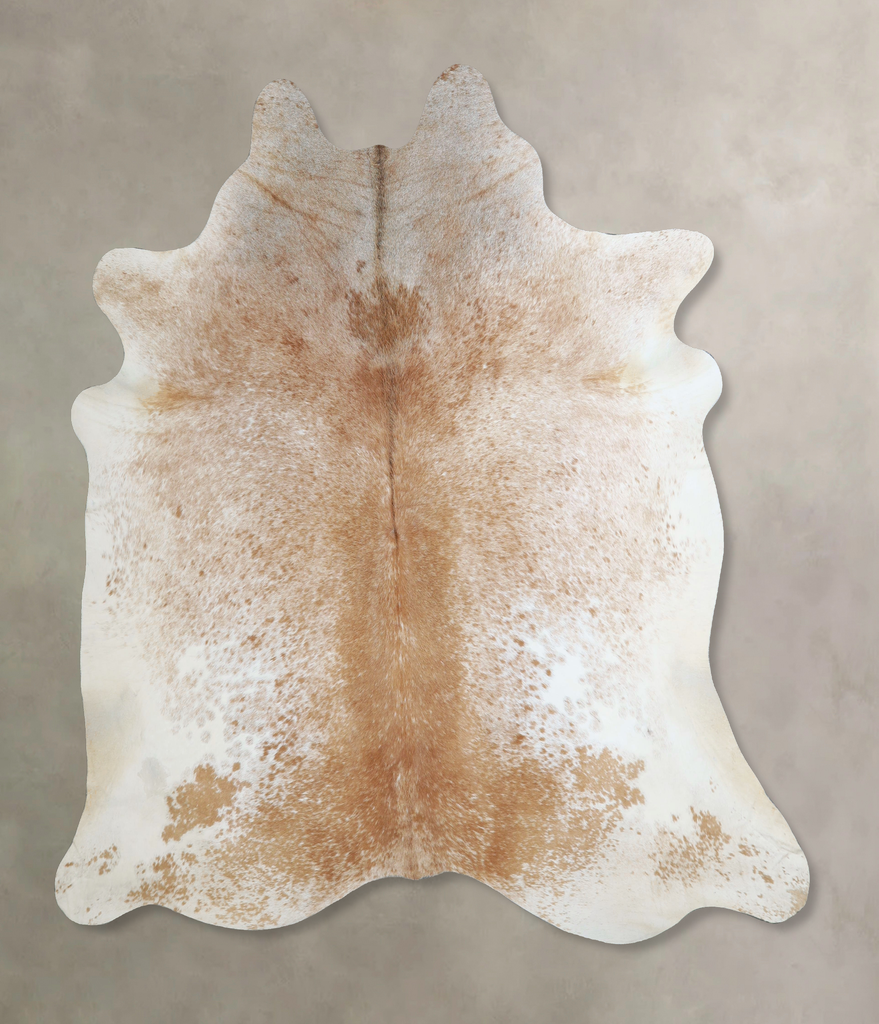Beige and White X-Large Brazilian Cowhide Rug 7'0"H x 6'10"W #A43978 by Hudson Hides