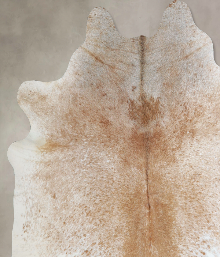 Beige and White X-Large Brazilian Cowhide Rug 7'0"H x 6'10"W #A43978 by Hudson Hides