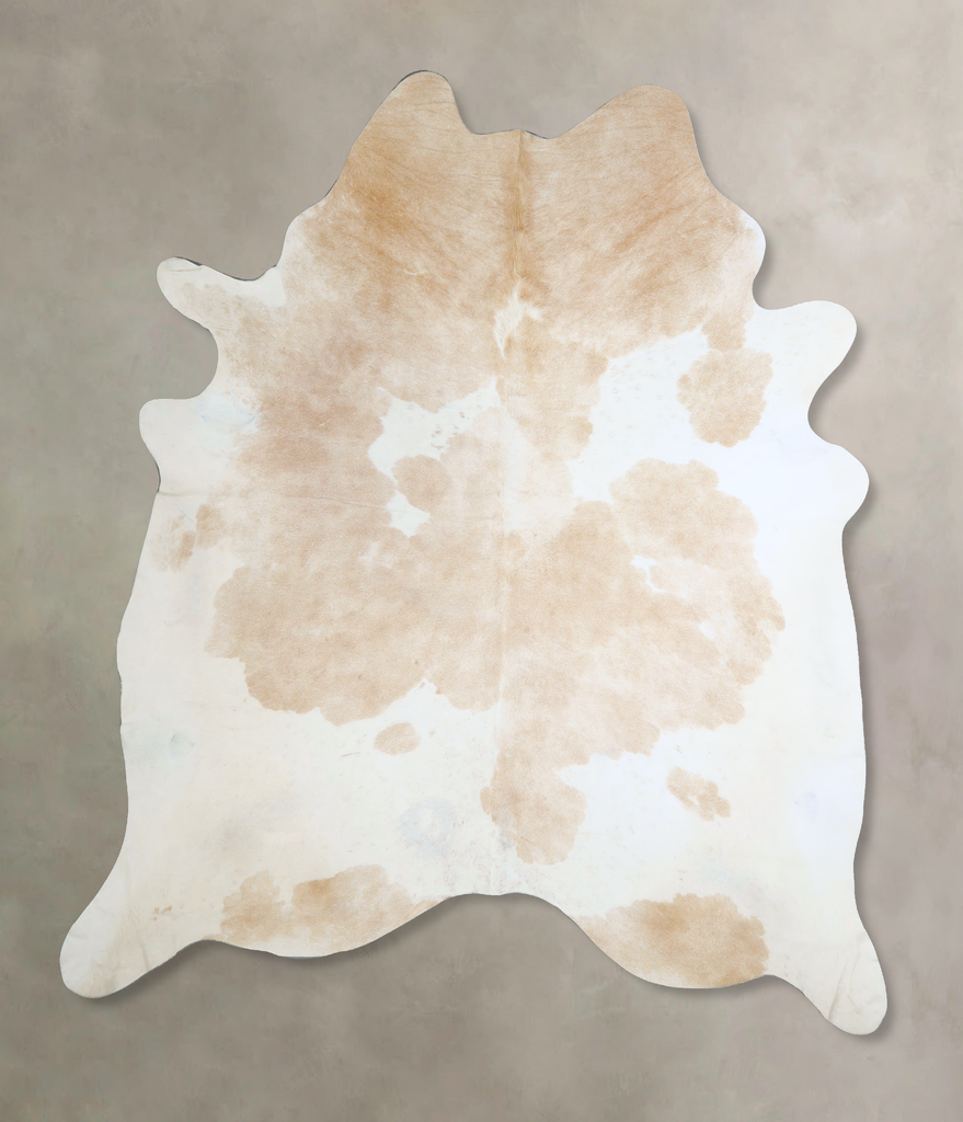 Beige and White XX-Large Brazilian Cowhide Rug 8'2"H x 6'9"W #A43979 by Hudson Hides