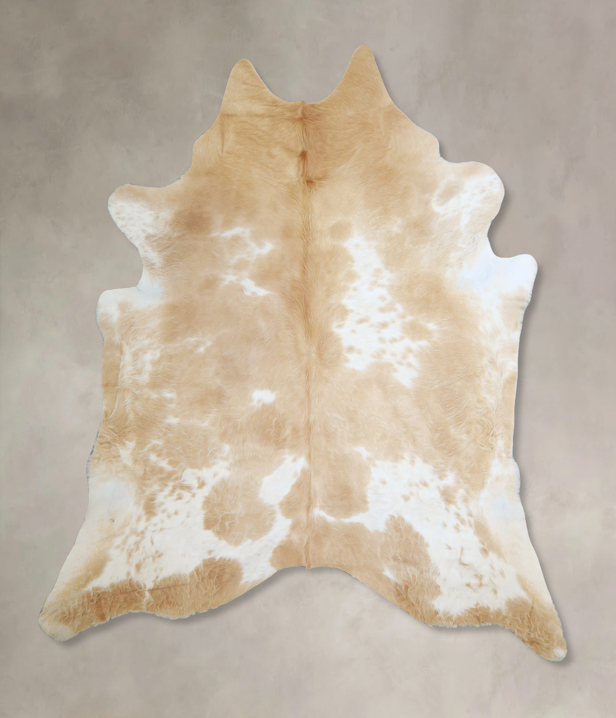 Beige and White XX-Large Brazilian Cowhide Rug 7'9"H x 7'0"W #A43981 by Hudson Hides