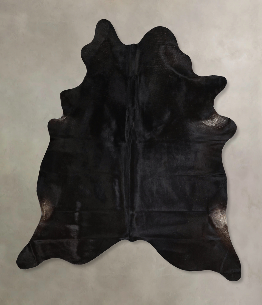 Solid Black X-Large Brazilian Cowhide Rug 7'0"H x 5'11"W #A44005 by Hudson Hides