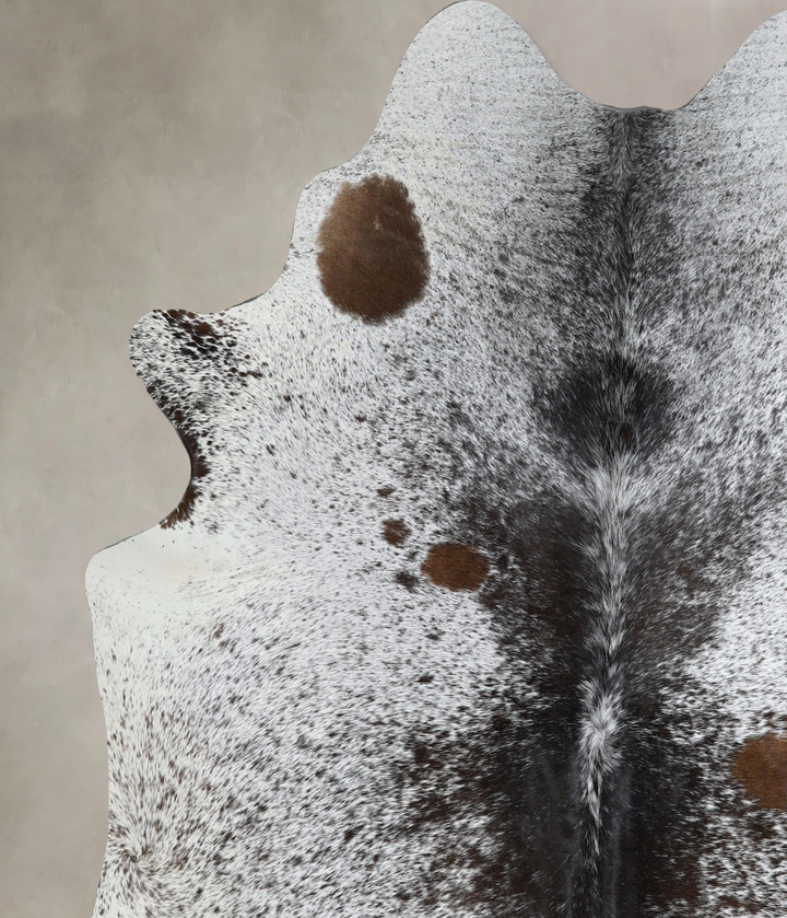 Salt and Pepper Black XX-Large Brazilian Cowhide Rug 7'9"H x 7'0"W #A44022 by Hudson Hides