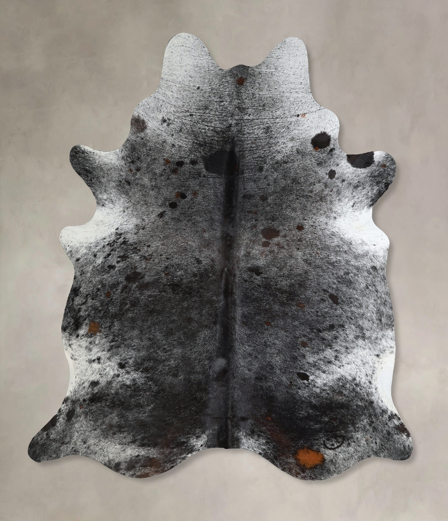 Salt and Pepper Black X-Large Brazilian Cowhide Rug 7'4"H x 6'0"W #A44025 by Hudson Hides