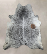 Salt and Pepper Black X-Large Brazilian Cowhide Rug 7'4"H x 6'9"W #A44065 by Hudson Hides