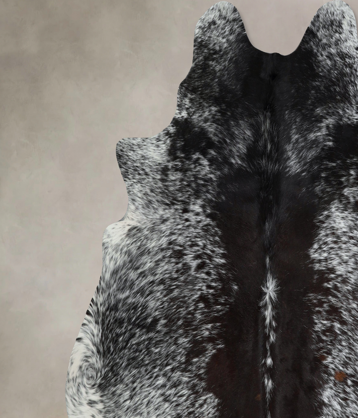 Salt and Pepper Black XX-Large Brazilian Cowhide Rug 7'6"H x 7'4"W #A44066 by Hudson Hides