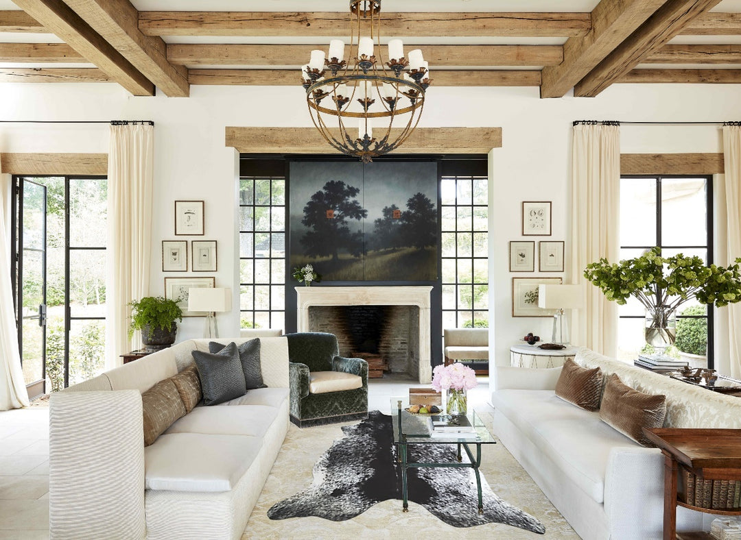 Salt and Pepper Black XX-Large Brazilian Cowhide Rug 7'6"H x 7'4"W #A4