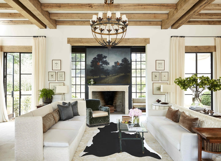 Black and White XX-Large Brazilian Cowhide Rug 7'7"H x 6'8"W #A44089 by Hudson Hides