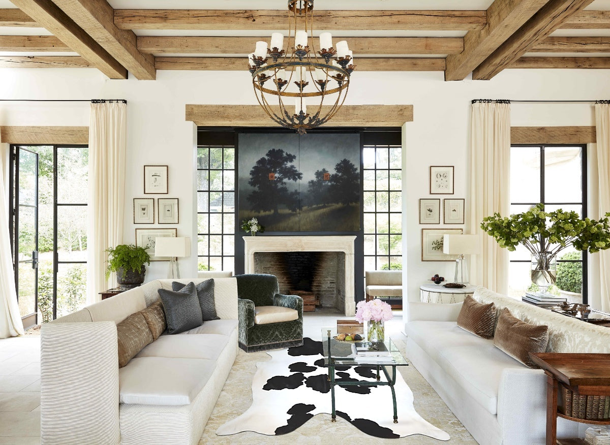 Black and White XX-Large Brazilian Cowhide Rug 8'1"H x 7'4"W #A44092 by Hudson Hides