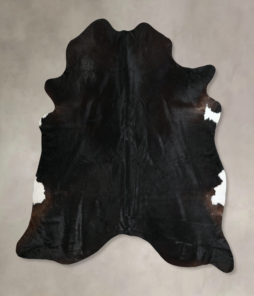 Solid Black XX-Large Brazilian Cowhide Rug 7'7"H x 7'3"W #A44099 by Hudson Hides