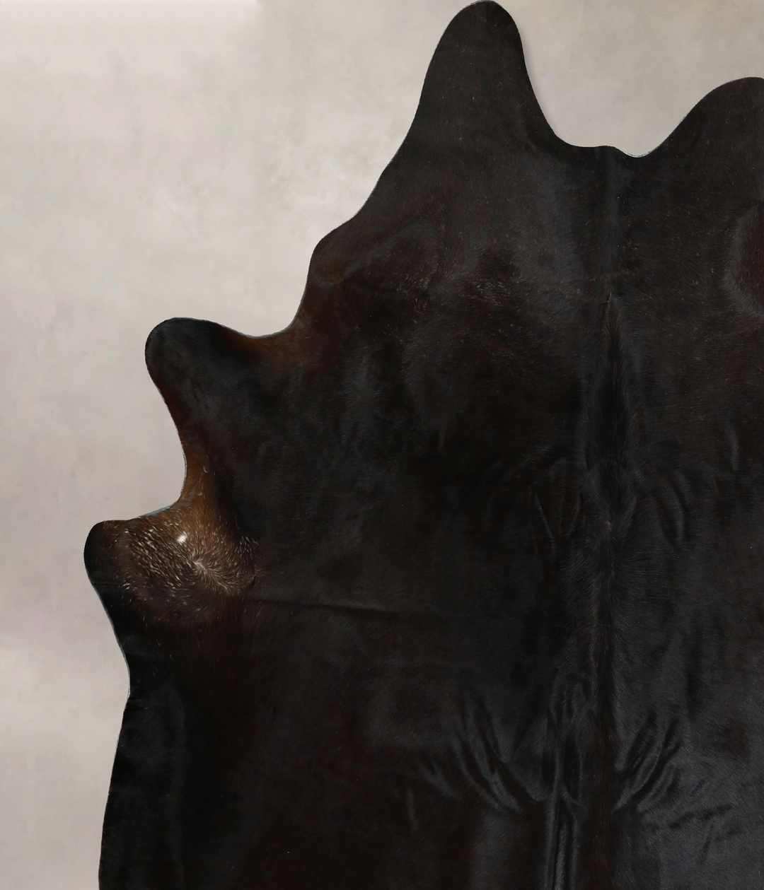 Solid Black X-Large Brazilian Cowhide Rug 7'4"H x 6'6"W #A44100 by Hud