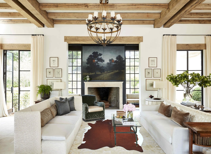 Brown and White Regular X-Large Brazilian Cowhide Rug 7'3"H x 5'8"W #A44114 by Hudson Hides