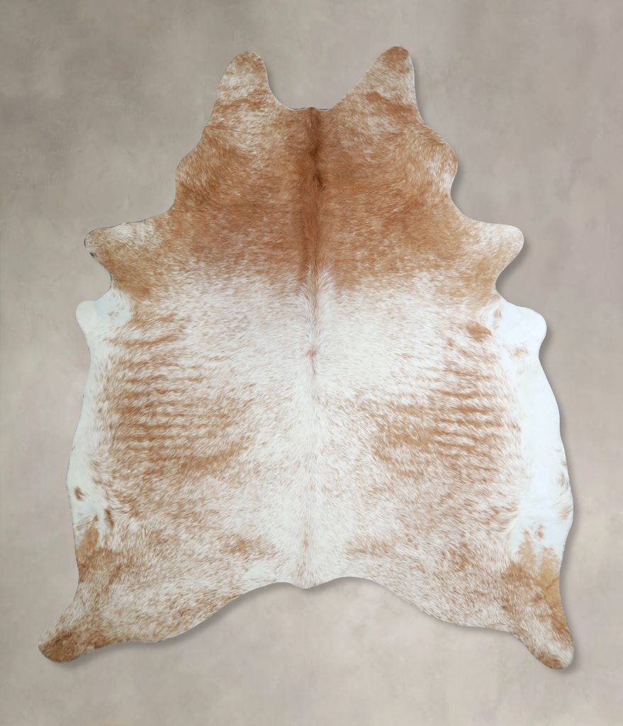 Beige and White XX-Large Brazilian Cowhide Rug 8'0"H x 6'11"W #A44122 by Hudson Hides