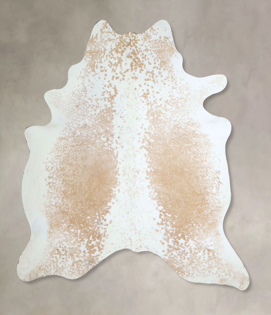 Beige and White X-Large Brazilian Cowhide Rug 7'6"H x 6'7"W #A44124 by Hudson Hides