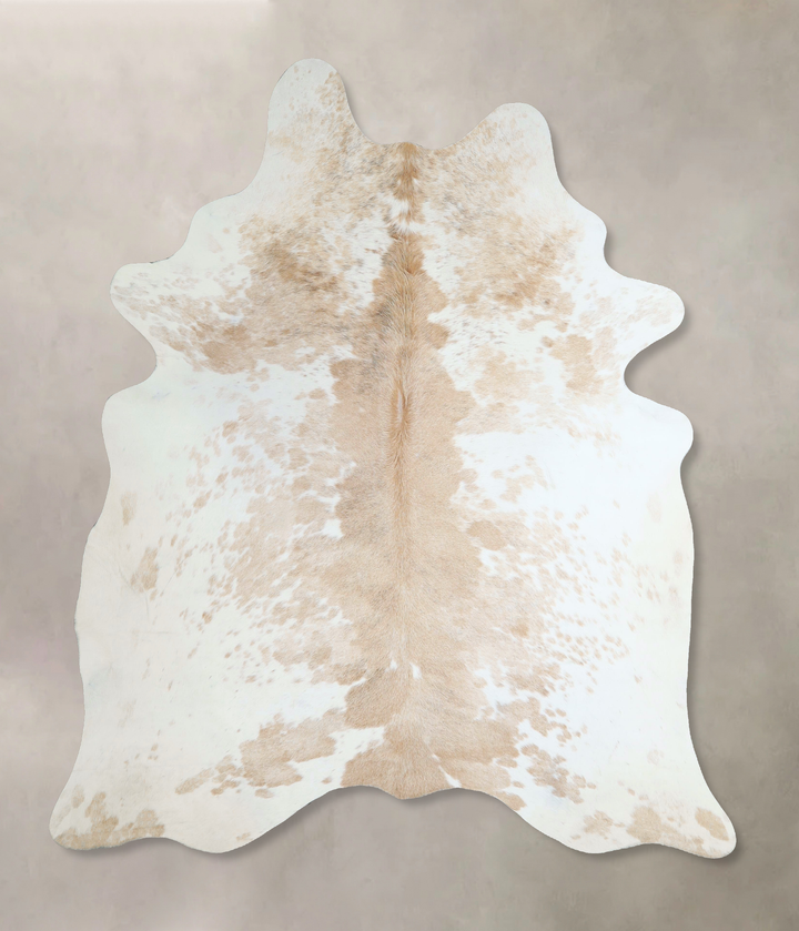 Beige and White X-Large Brazilian Cowhide Rug 7'0"H x 5'10"W #A44127 by Hudson Hides