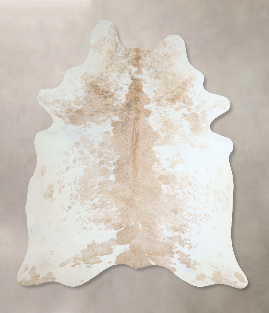 Beige and White X-Large Brazilian Cowhide Rug 7'0"H x 5'10"W #A44127 by Hudson Hides