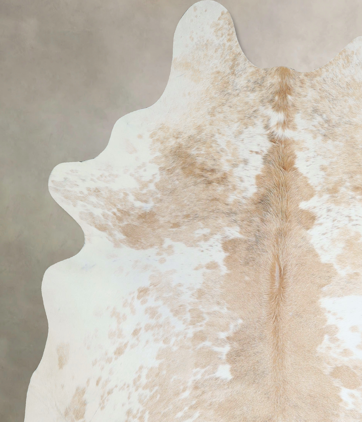 Beige and White X-Large Brazilian Cowhide Rug 7'0"H x 5'10"W #A44127 by Hudson Hides