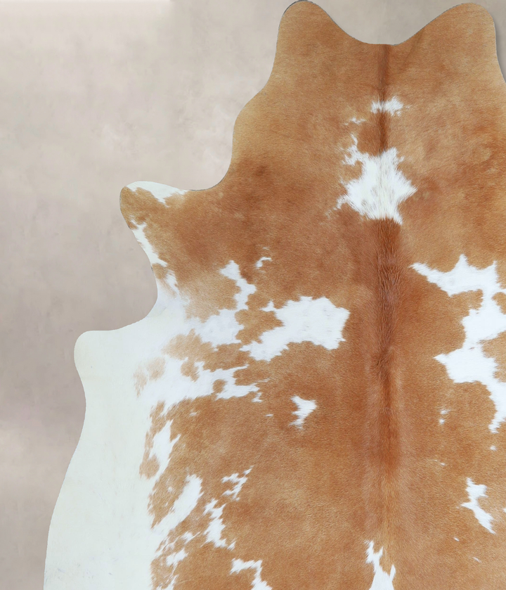 Beige and White X-Large Brazilian Cowhide Rug 7'4"H x 6'7"W #A44128 by Hudson Hides