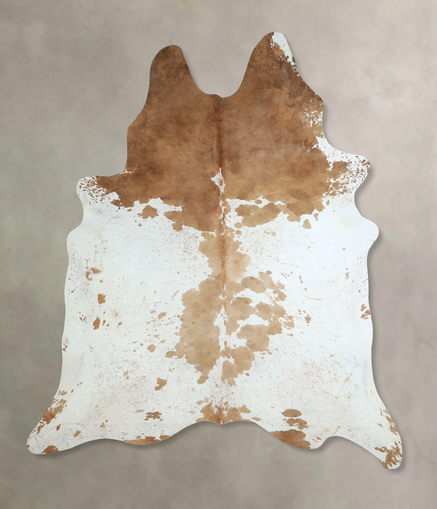 Beige and White XX-Large Brazilian Cowhide Rug 7'11"H x 7'0"W #A44138 by Hudson Hides