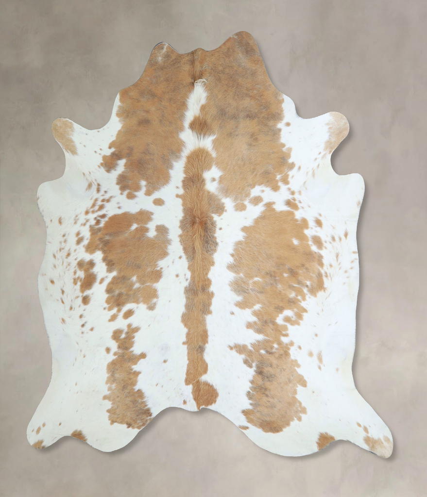 Beige and White X-Large Brazilian Cowhide Rug 6'7"H x 6'8"W #A44139 by Hudson Hides