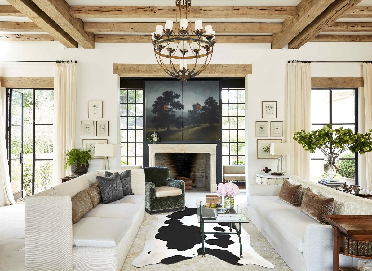Black and White XX-Large Brazilian Cowhide Rug 7'6"H x 6'11"W #A44158 by Hudson Hides
