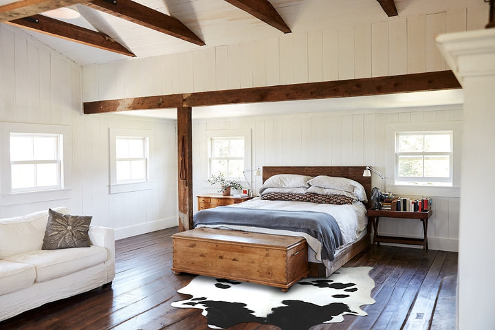 Black and White X-Large Brazilian Cowhide Rug 7'6"H x 6'4"W #A44161 by Hudson Hides