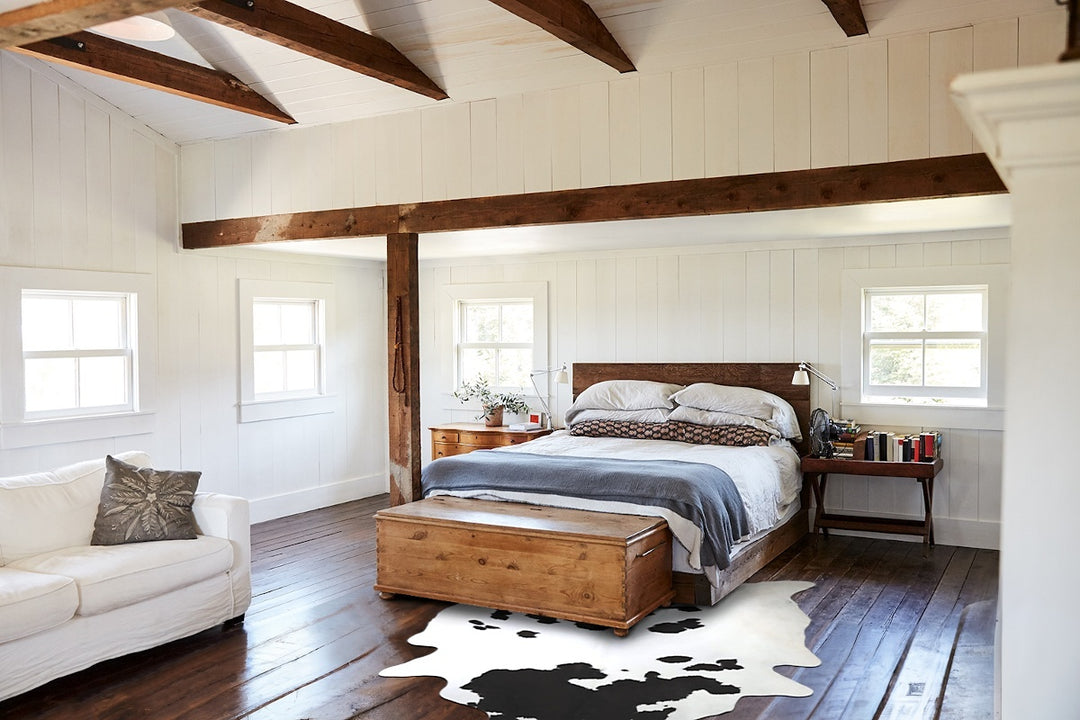 Black and White XX-Large Brazilian Cowhide Rug 8'1"H x 7'0"W #A44274 b