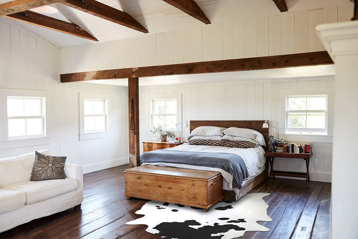 Black and White XX-Large Brazilian Cowhide Rug 8'1"H x 7'0"W #A44274 by Hudson Hides