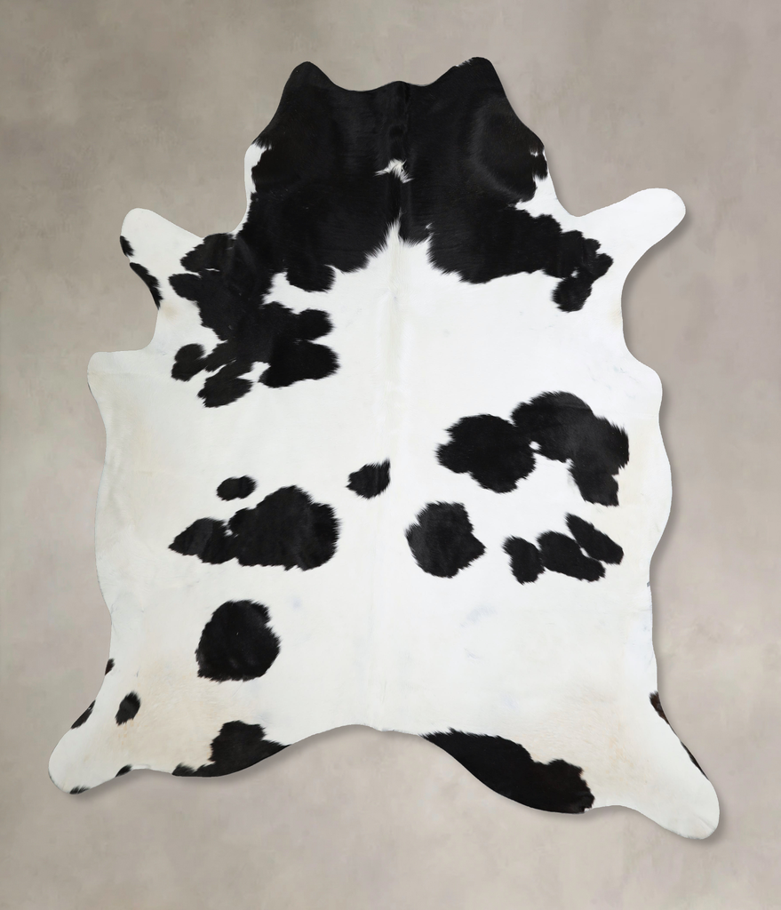 Black and White X-Large Brazilian Cowhide Rug 7'1"H x 6'5"W #A44279 by Hudson Hides
