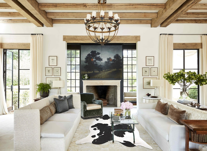 Black and White XX-Large Brazilian Cowhide Rug 7'5"H x 6'9"W #A44367 by Hudson Hides