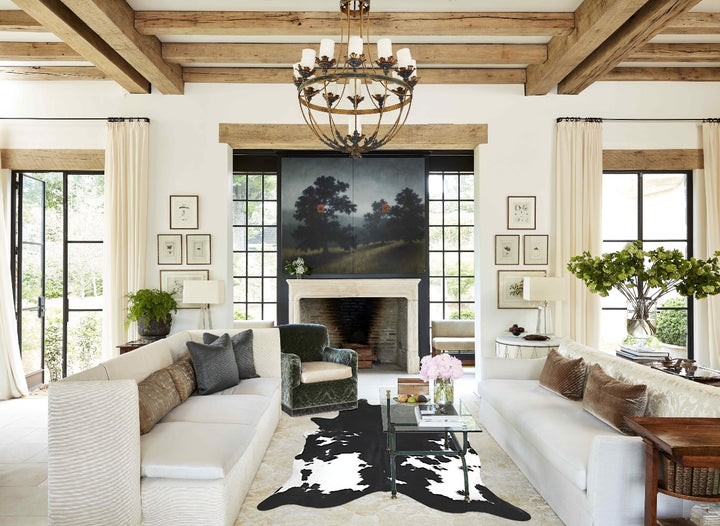 Black and White XX-Large Brazilian Cowhide Rug 8'3"H x 6'11"W #A44375 by Hudson Hides