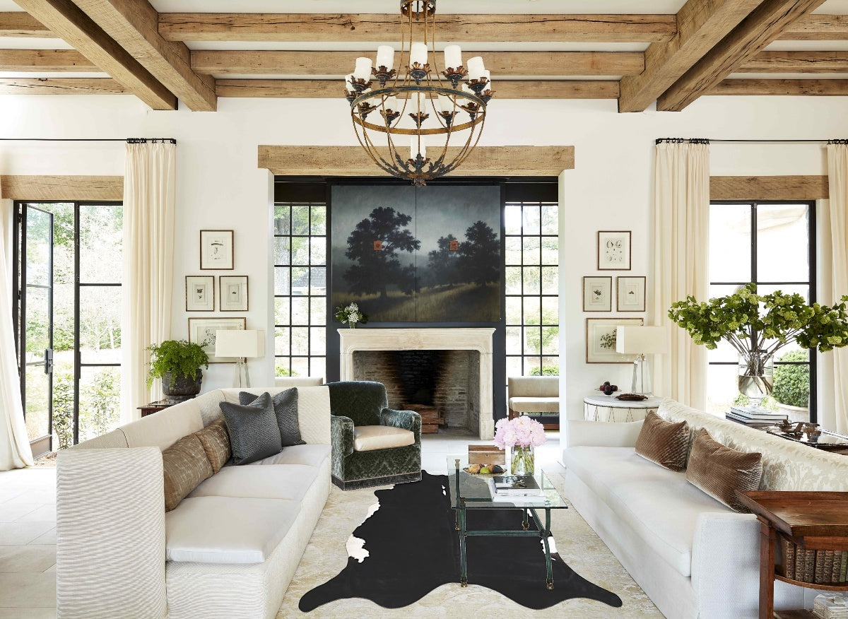 Black and White XX-Large Brazilian Cowhide Rug 7'4"H x 7'7"W #A44404 by Hudson Hides