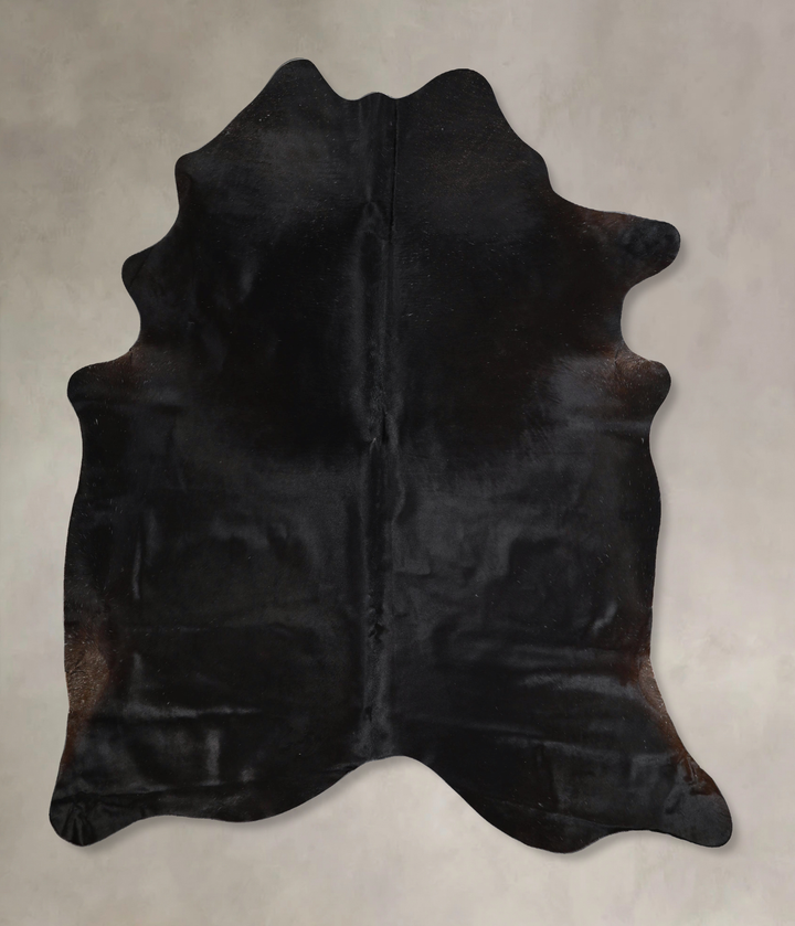 Solid Black X-Large Brazilian Cowhide Rug 7'0"H x 6'0"W #A44409 by Hudson Hides