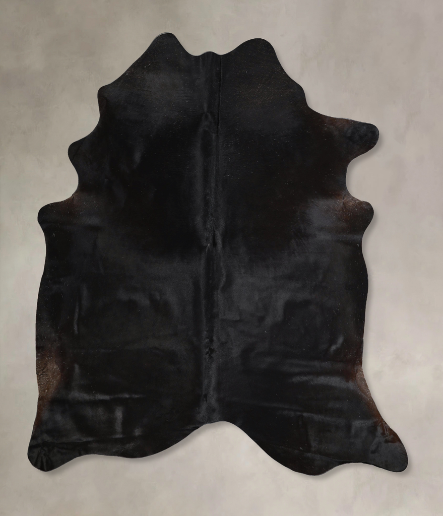 Solid Black X-Large Brazilian Cowhide Rug 7'0"H x 6'0"W #A44409 by Hudson Hides