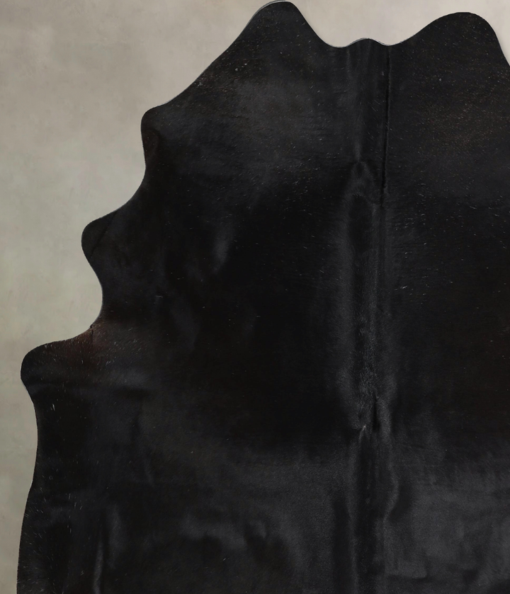 Solid Black X-Large Brazilian Cowhide Rug 7'0"H x 6'0"W #A44409 by Hudson Hides