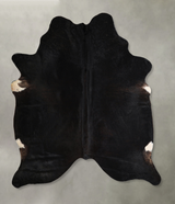 Solid Black XX-Large Brazilian Cowhide Rug 7'7"H x 6'8"W #A44436 by Hudson Hides