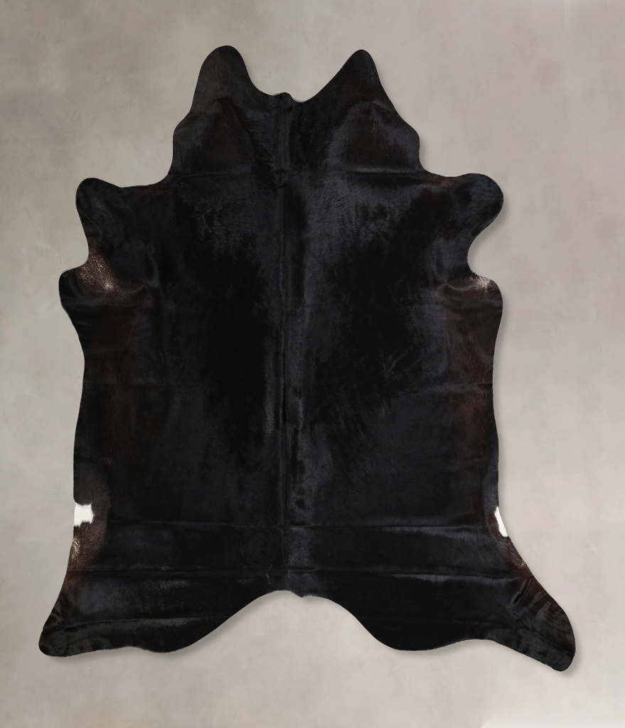 Solid Black X-Large Brazilian Cowhide Rug 7'1"H x 6'6"W #A44441 by Hudson Hides